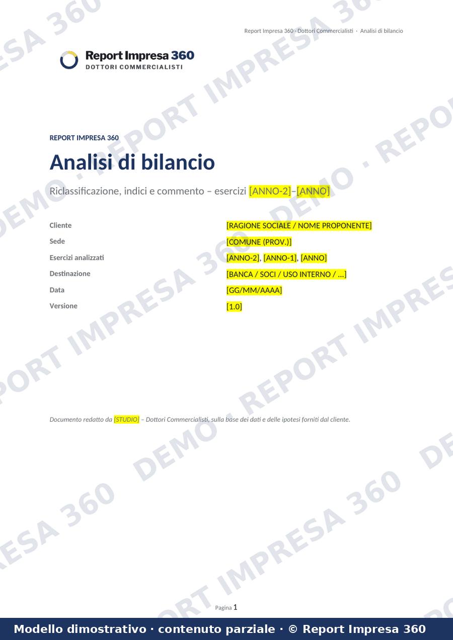 Copertina del modello Analisi di bilancio