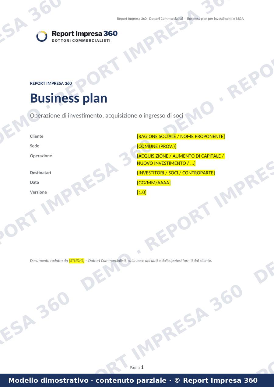 Copertina del modello Investimenti e M&A