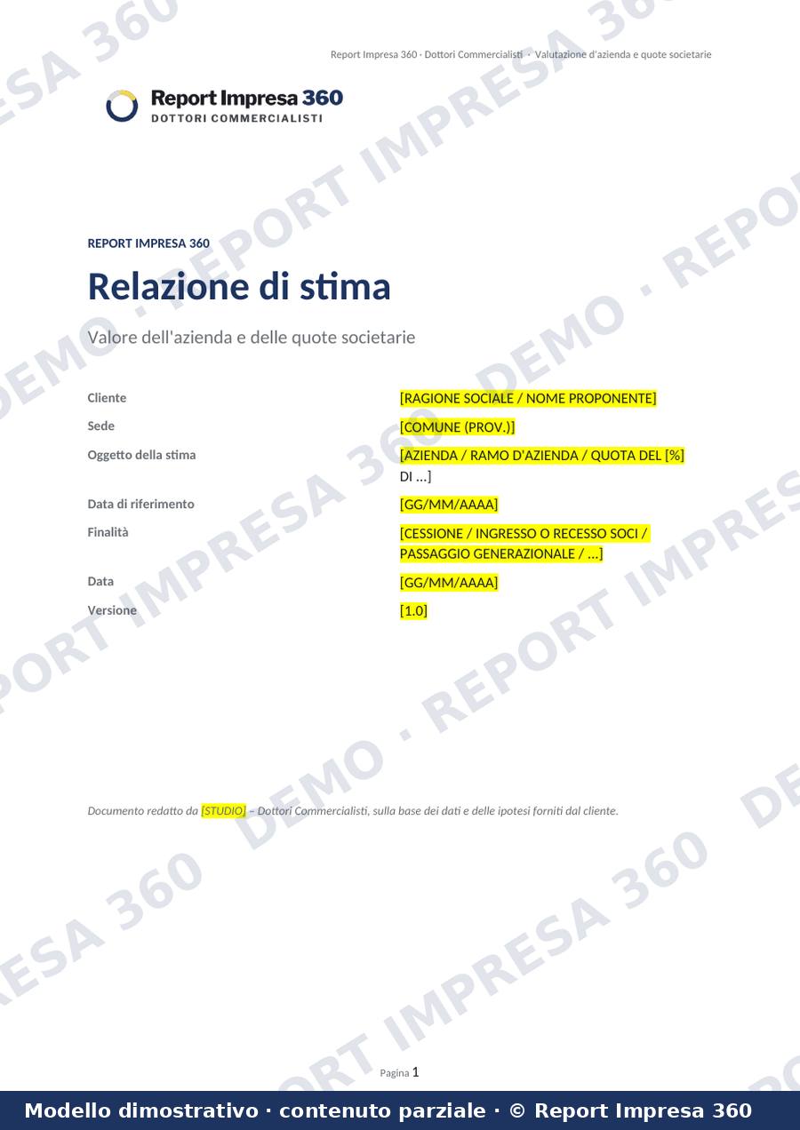 Copertina del modello Valutazione d'azienda e quote societarie